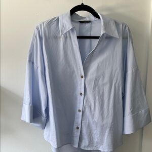 Zara Light Blue Women’s Casual Cotton Button-Down Shirt